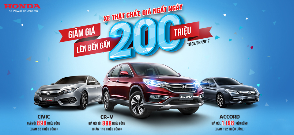 Honda Việt Nam công bố giá mới hấp dẫn cho Honda CR-V, Honda Civic và Honda Accord!