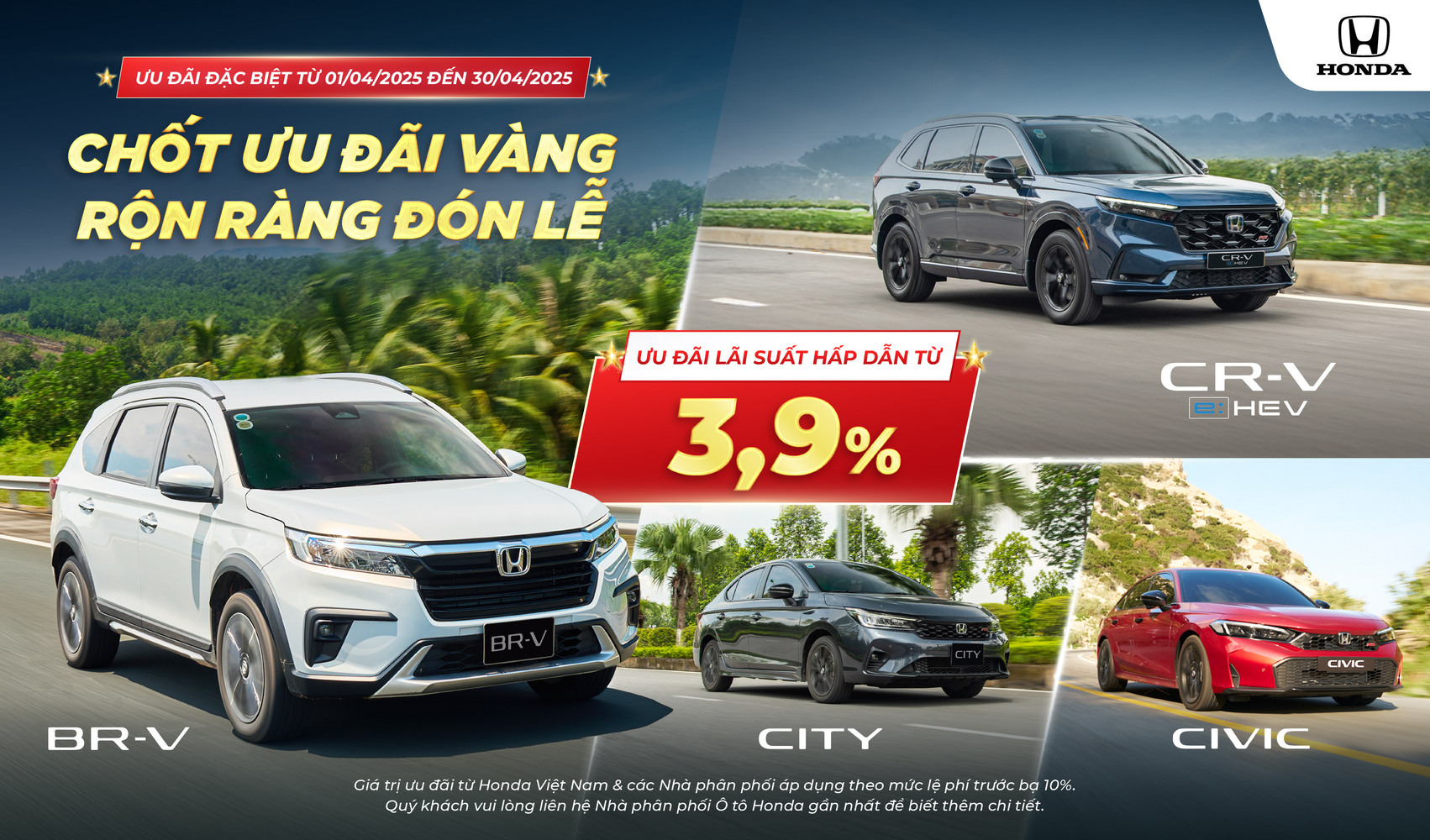 Chương trình khuyến mại của các dòng xe ô tô Honda trong tháng 4 năm 2025